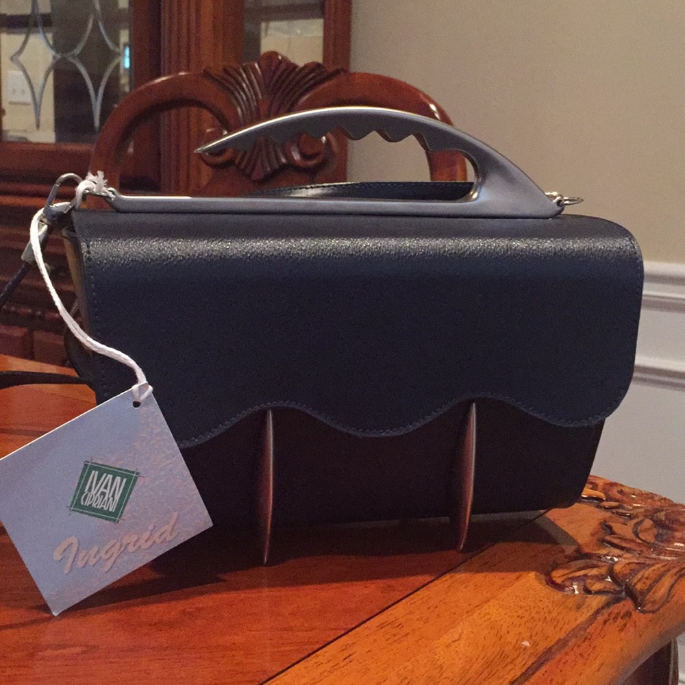 Vintage Ivan Cipriani Purse Handbag-Navy Blue